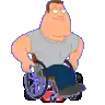 a pixel art drawing of a man lifting a barbell .