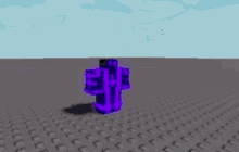 a purple minecraft character is standing on a grid of blocks .