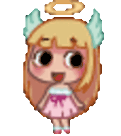 a pixel art drawing of a girl with wings and a halo on her head