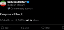 a screenshot of a daily iran military account