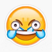 a smiley face with tears coming out of it 's eyes .