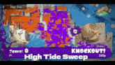 a screenshot of a video game with the words high tide sweep