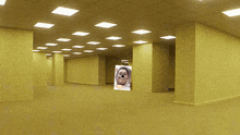 a picture of a girl with a cat face on her face in an empty room