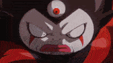a cartoon character with a red eye and a black head