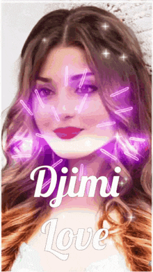 a picture of a girl with the name djimi love on it