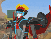 a cartoon drawing of a robot with the word transformers on the front