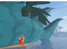a screenshot of a video game shows a statue of liberty in the background and a person standing in front of it