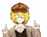 a drawing of a girl with a hat that says mic