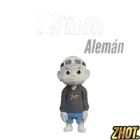 a cartoon character is wearing a hoodie that says ' zhot ' on it