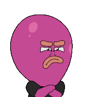 a cartoon of a pink balloon with an angry face on it