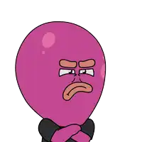 a cartoon of a pink balloon with an angry face on it