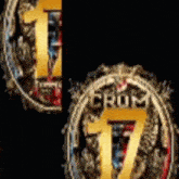 a close up of a circle with the word crom on it .