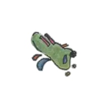 a child 's drawing of a green bug with a tear coming out of it 's eye