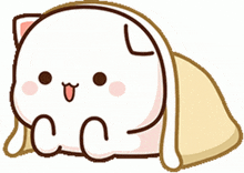 a cartoon cat is laying under a yellow blanket