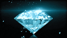 a large diamond with a blue light shining through it