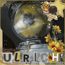 a picture of a space helmet with the name ulrich written on it