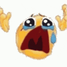 a crying smiley face with tears coming out of its eyes and arms .