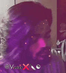 a purple background with the letters v and x visible