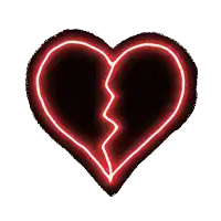 a glowing red heart with a crack in the middle