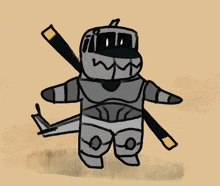 a cartoon drawing of a robot with a propeller