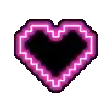 a pixel art heart with a purple border and a black heart inside of it