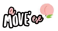 a move eye logo with a peach on the bottom