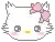 a pixel art drawing of a hello kitty with a pink bow .