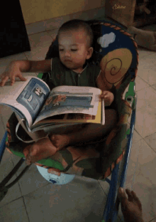 baby reading book gif