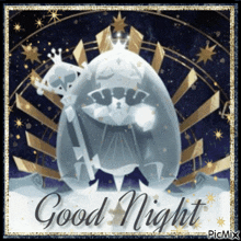 a picture of a cartoon character with the words good night