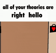 a picture of a door with the words " all of your theories are right hello " on it