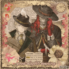 a picture of two men with the words good alephb evening