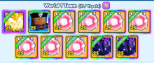 a display of world 1 team limited pets