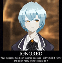 a poster that says ignored on it with a girl in a suit
