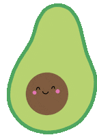 a green avocado with a brown circle in the middle