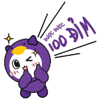 a cartoon of a purple animal with the words 100 dim coming out of its mouth