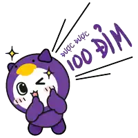 a cartoon of a purple animal with the words 100 dim coming out of its mouth