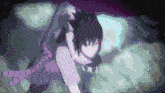a pixelated image of a person in a purple and blue outfit