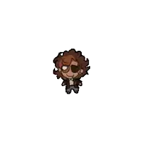 a pixel art drawing of a person with curly hair and sunglasses