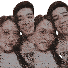 a man and a woman are posing for a picture and the man is wearing a t-shirt that says iqqk
