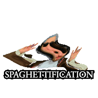 a spaghettification poster with a man in a suit