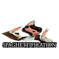 a spaghettification poster with a man in a suit
