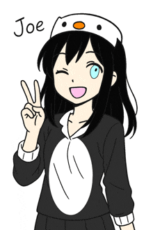 a drawing of a girl with the name joe on the bottom right