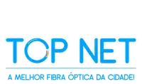 a blue and white logo for top net a melhor fibra optica da cidade