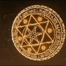 a glowing circle with a pentagram and the words " good man l produce of a pentagram "