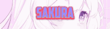 a close up of a girl 's face with the name sakura written on it
