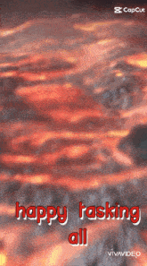 a poster that says happy tasking all in red