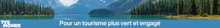 a picture of a lake with the words pour un tourisme plus vert et engage on it