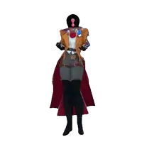 a 3d rendering of a woman with a red coat
