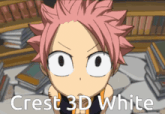 a cartoon character with the words crest 3d white on the bottom right