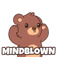 a teddy bear with an explosion on its head and the words mindblown